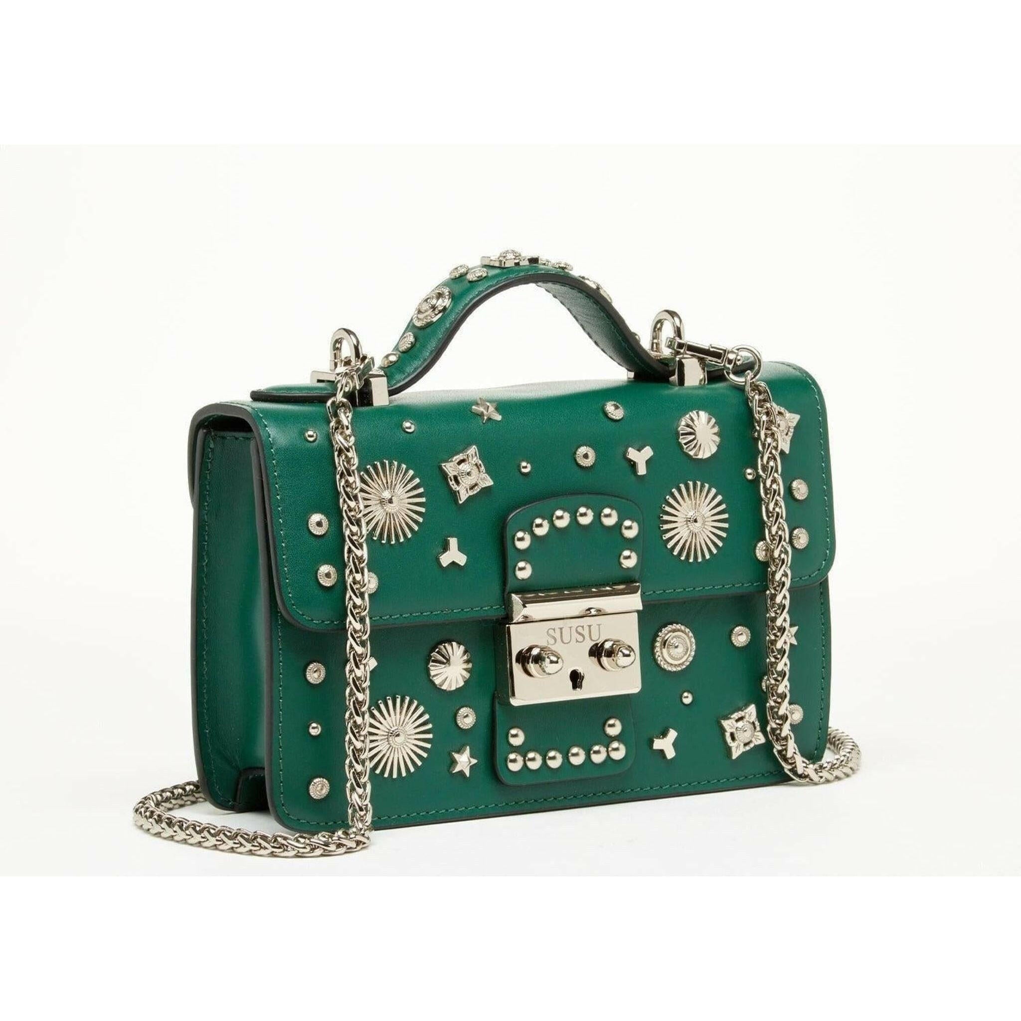 The Hollywood Leather Crossbody Bag in Evergreen.