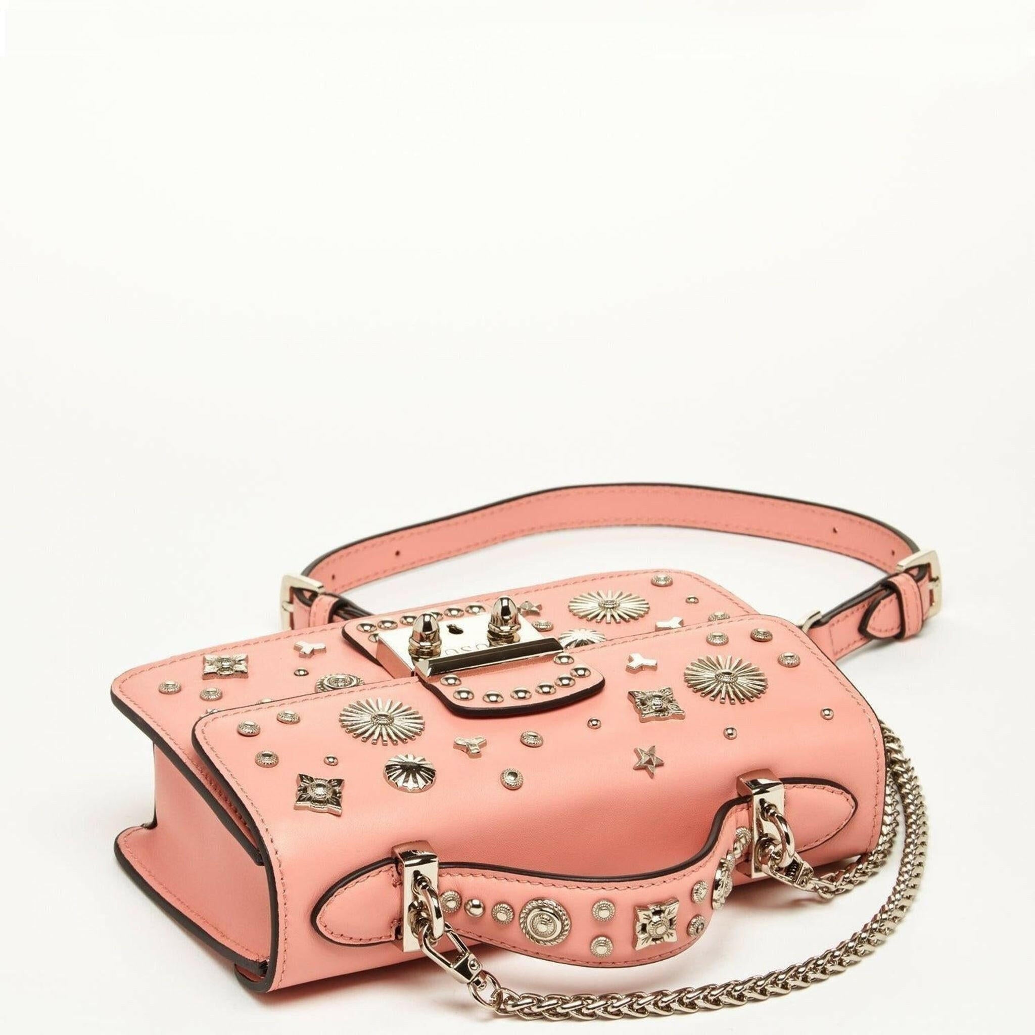 The Hollywood Leather Crossbody Bag in Pale Pink.