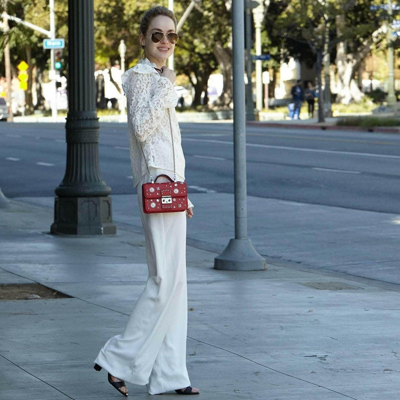 The Hollywood Leather Crossbody Bag in Red