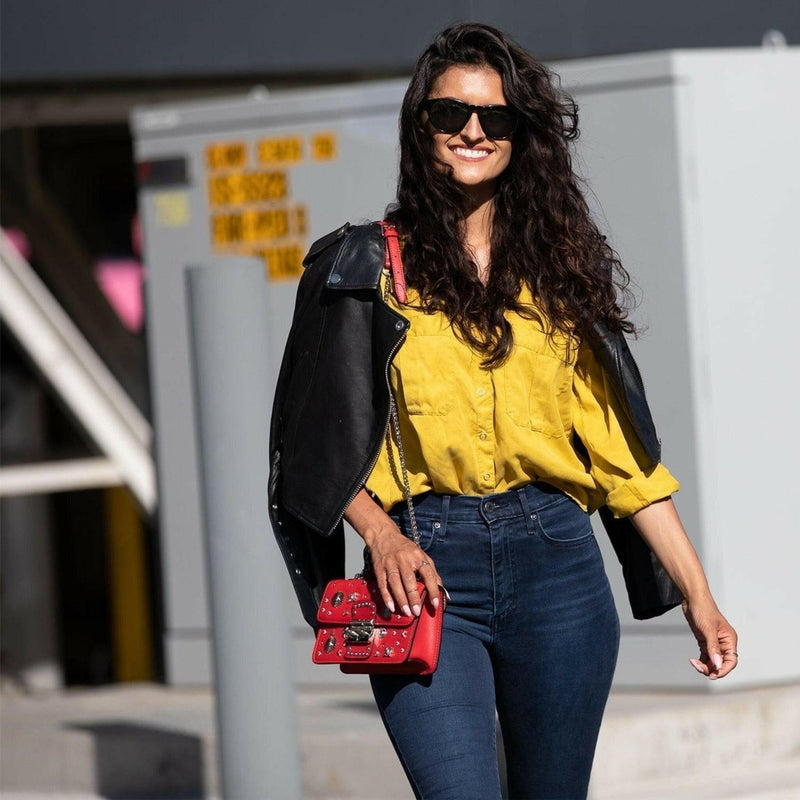 The Hollywood Leather Crossbody Bag in Red