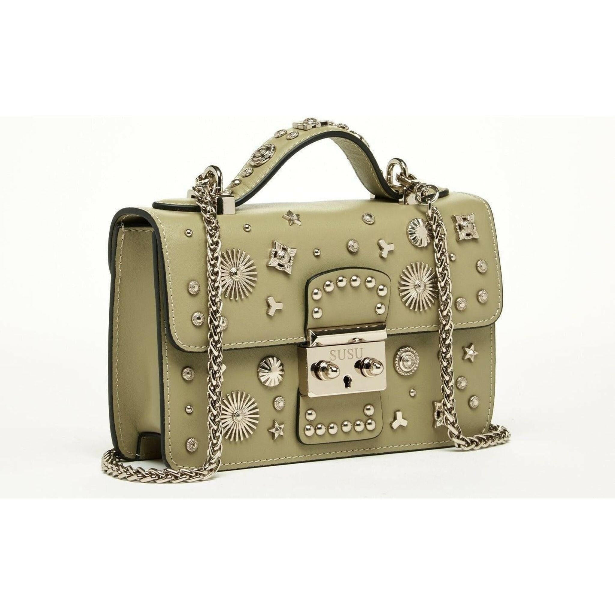 The Hollywood Leather Crossbody Bag in Sage Green.