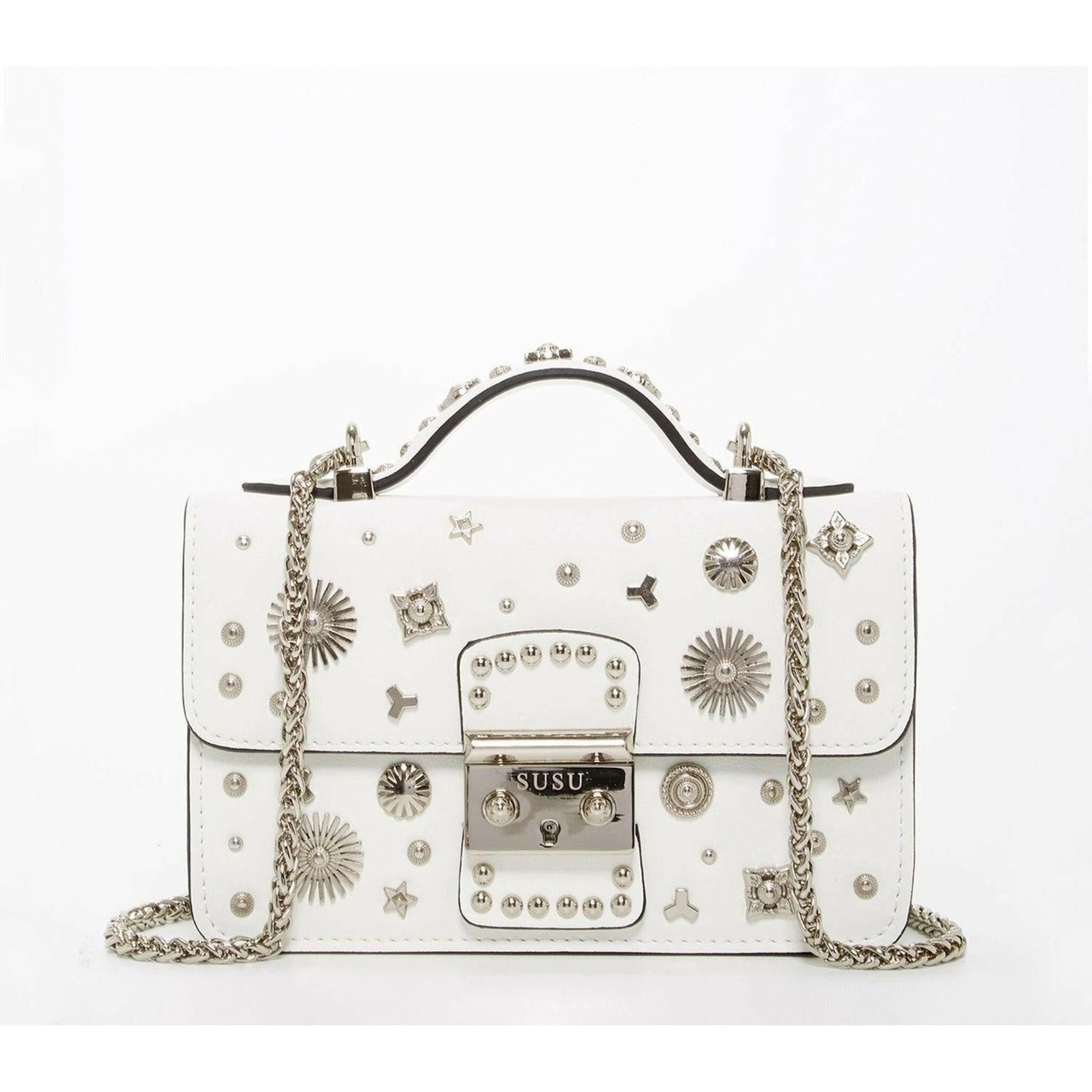 The Hollywood Leather Crossbody Bag in White.