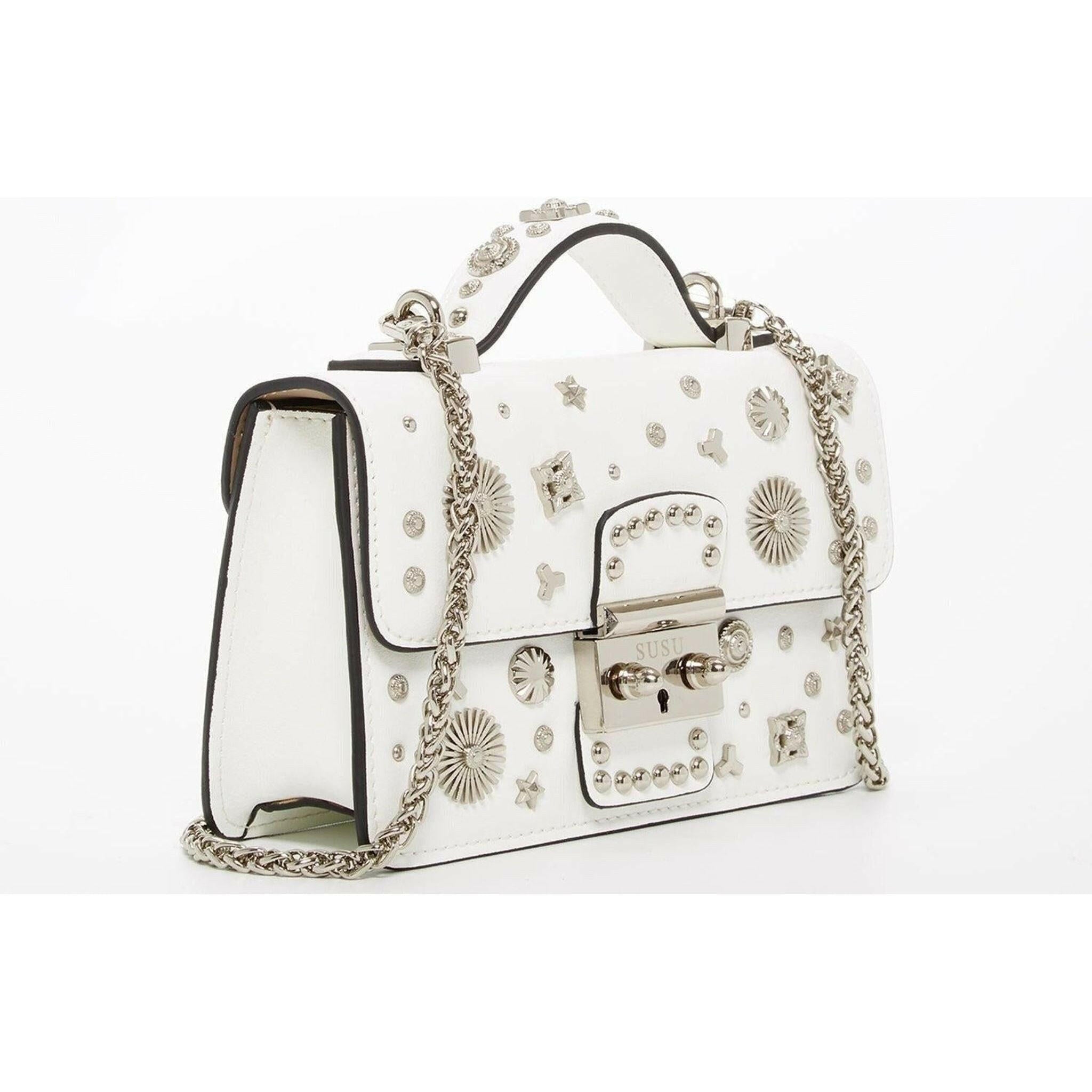 The Hollywood Leather Crossbody Bag in White.