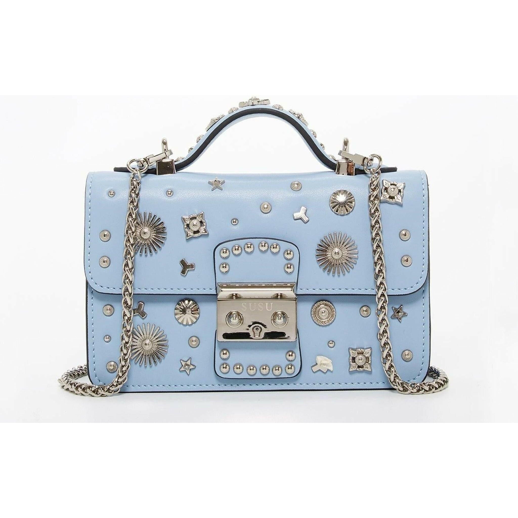 The Hollywood Small Leather Bag in Light Blue.