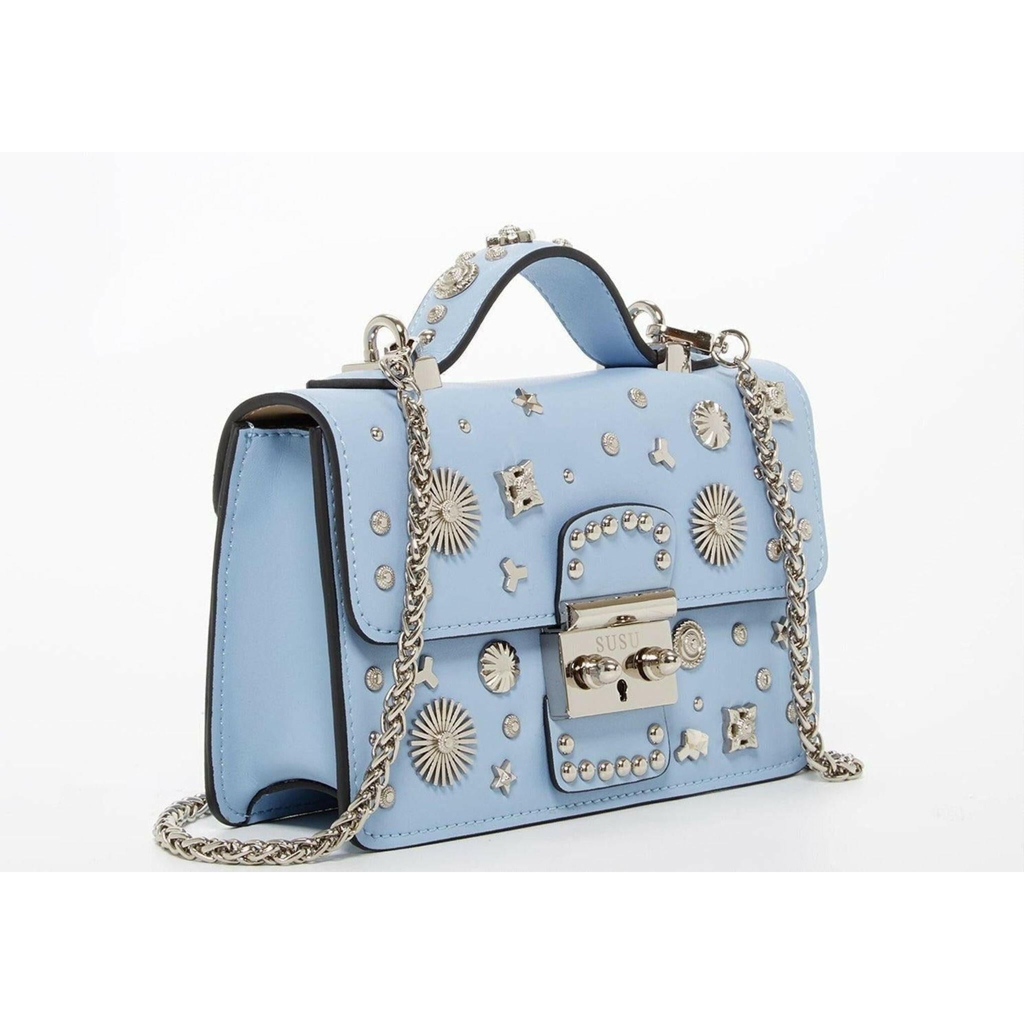 The Hollywood Small Leather Bag in Light Blue.