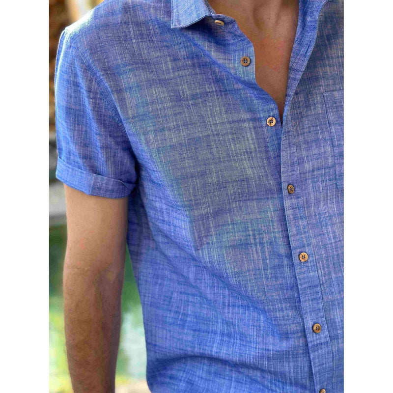 The Santorini Perfect Cut Short Sleeve Button-Down Shirt