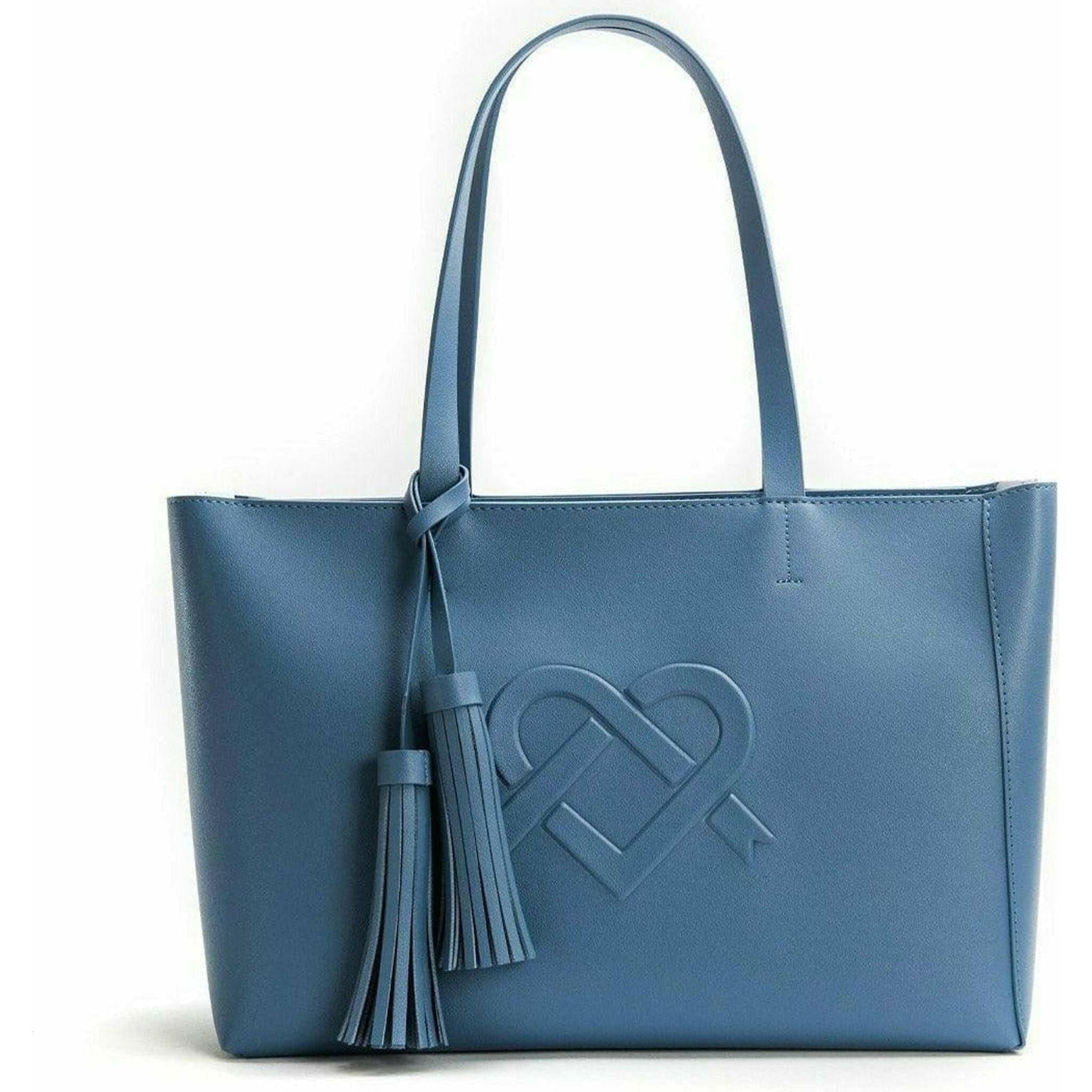 Tippi - Blue Vegan Leather Tote Bag.