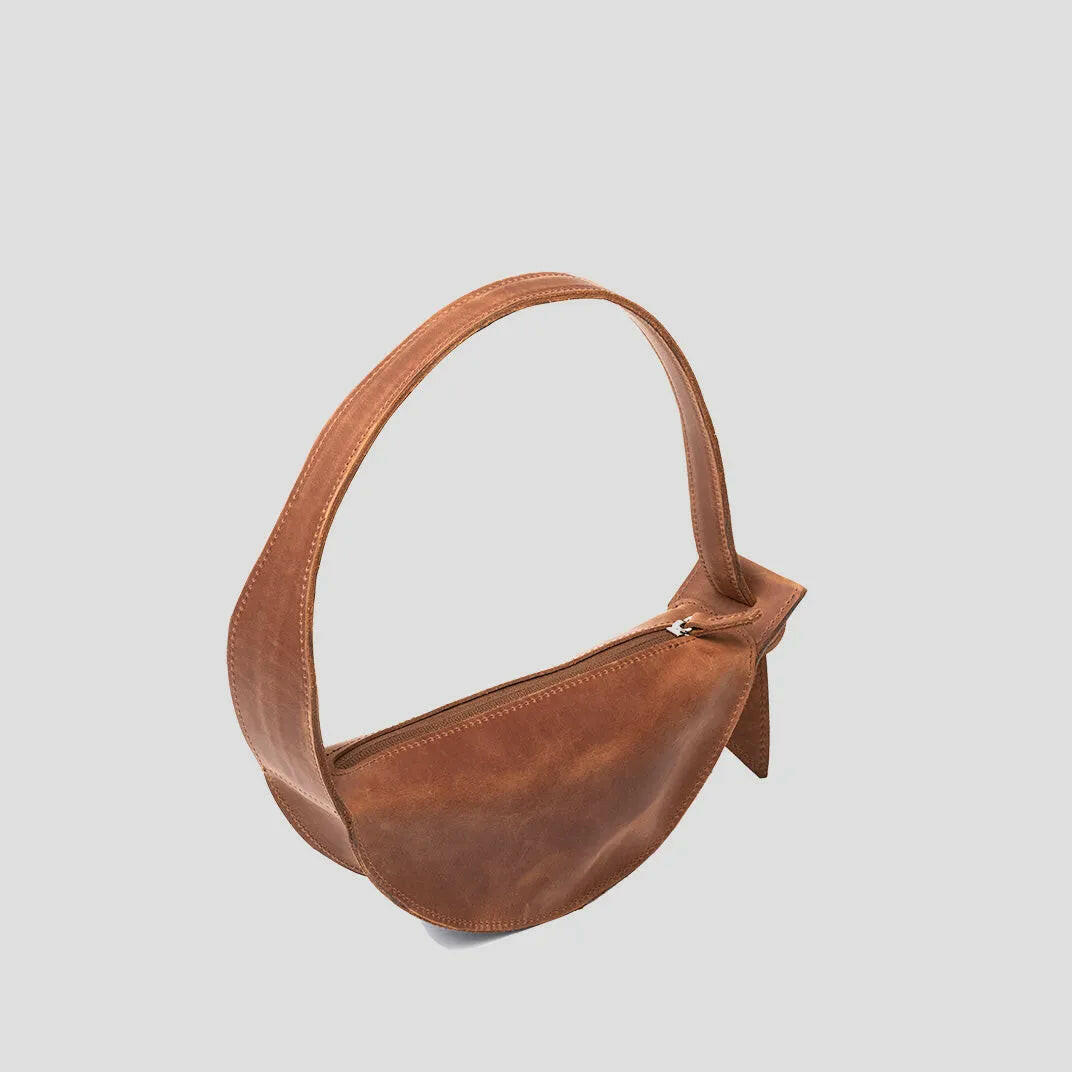 Shoulder Bag Crescent Cognac Brown.