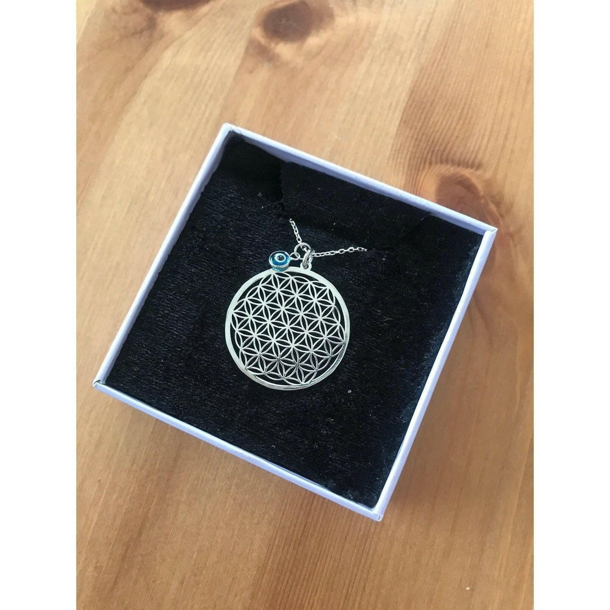 Unisex 925 Sterling Silver Flower of Life Necklace.