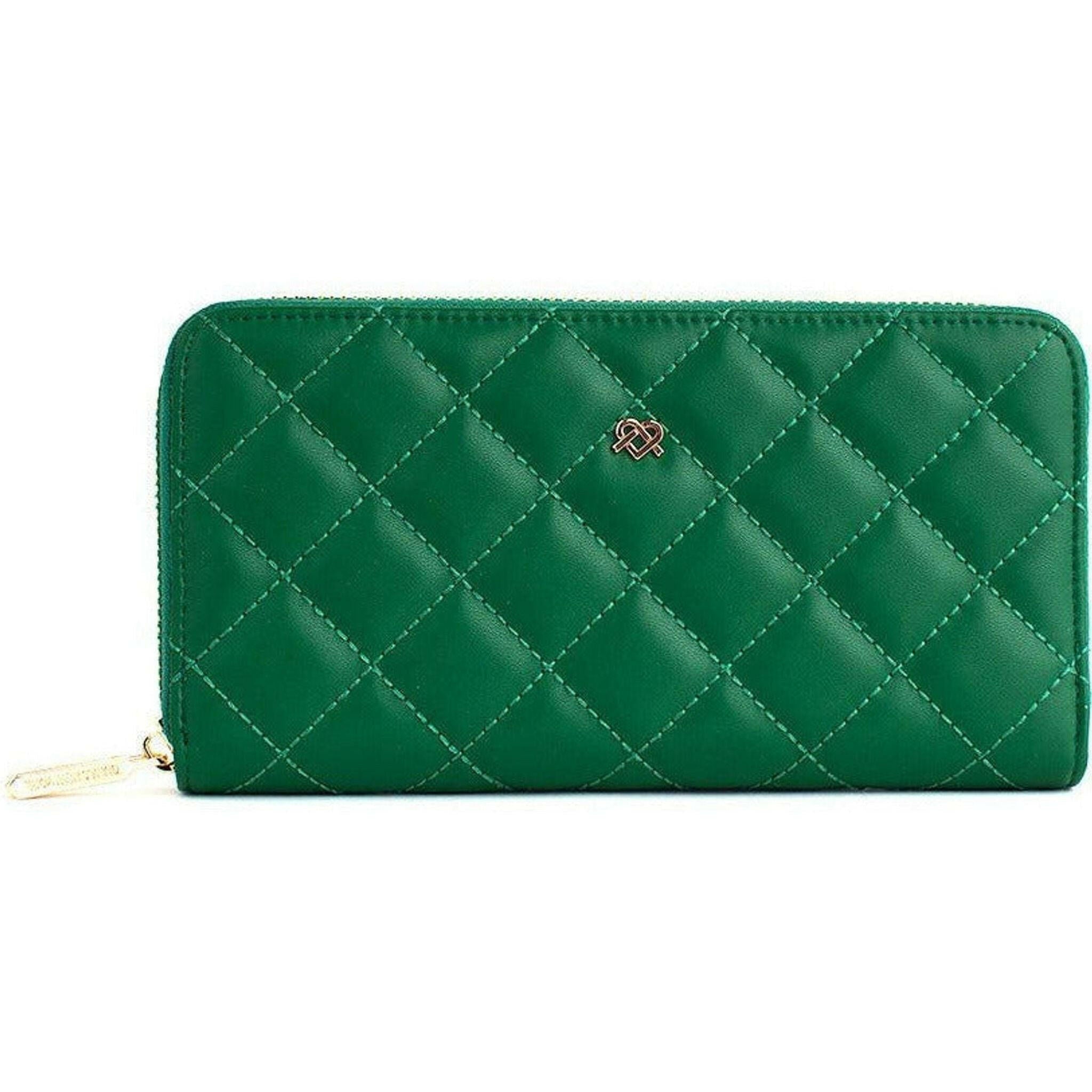 Uptown Quilted - Dark Green Zipper Wallet.