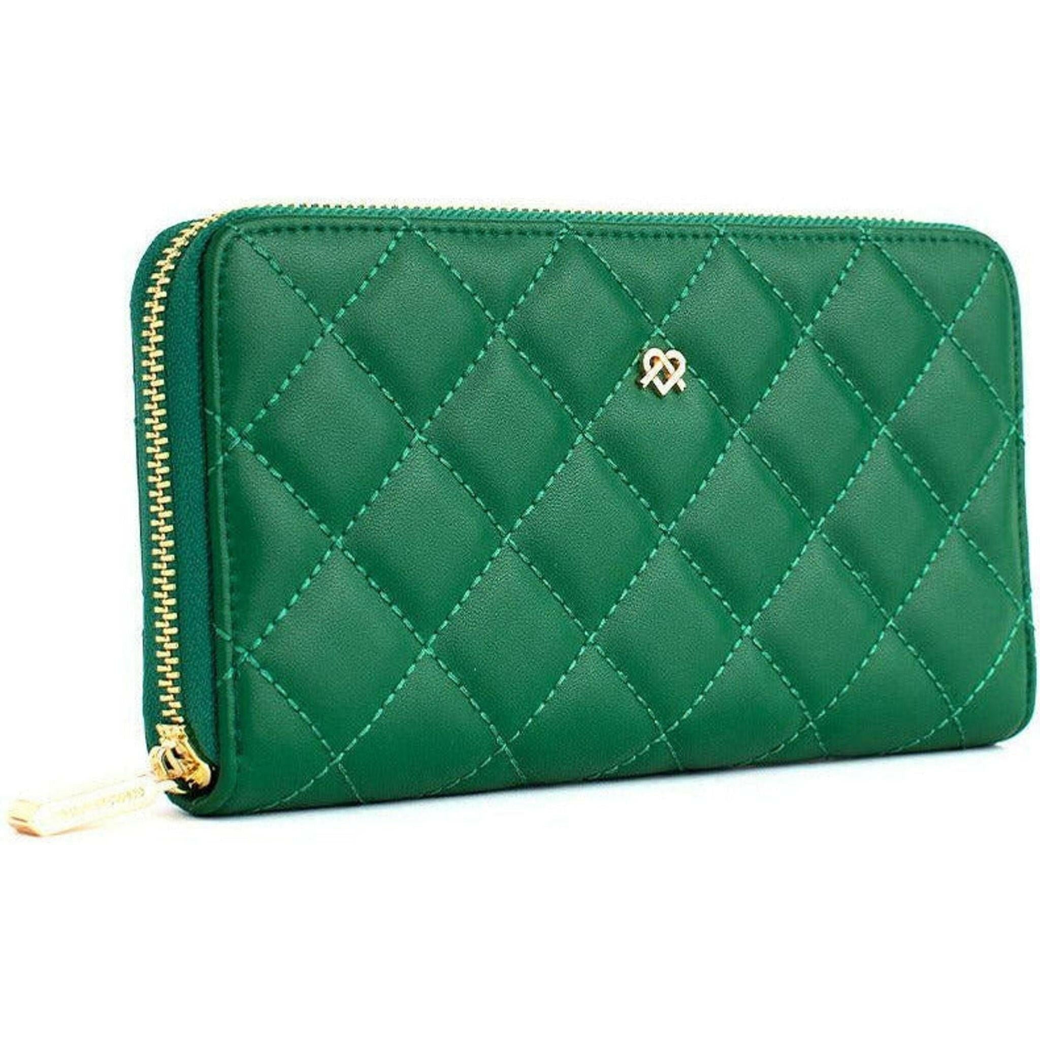 Uptown Quilted - Dark Green Zipper Wallet.