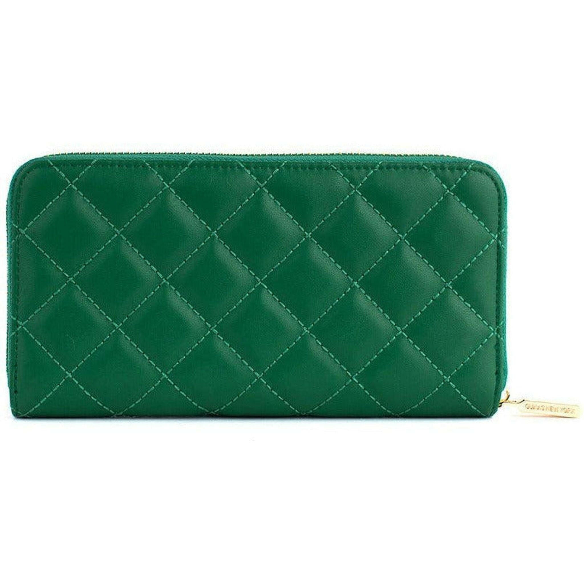 Uptown Quilted - Dark Green Zipper Wallet.