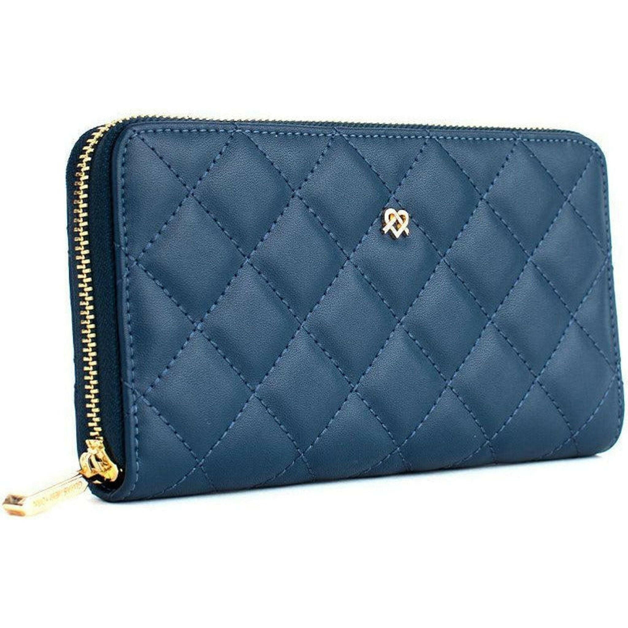 Uptown Quilted - Navy Zipper Wallet.