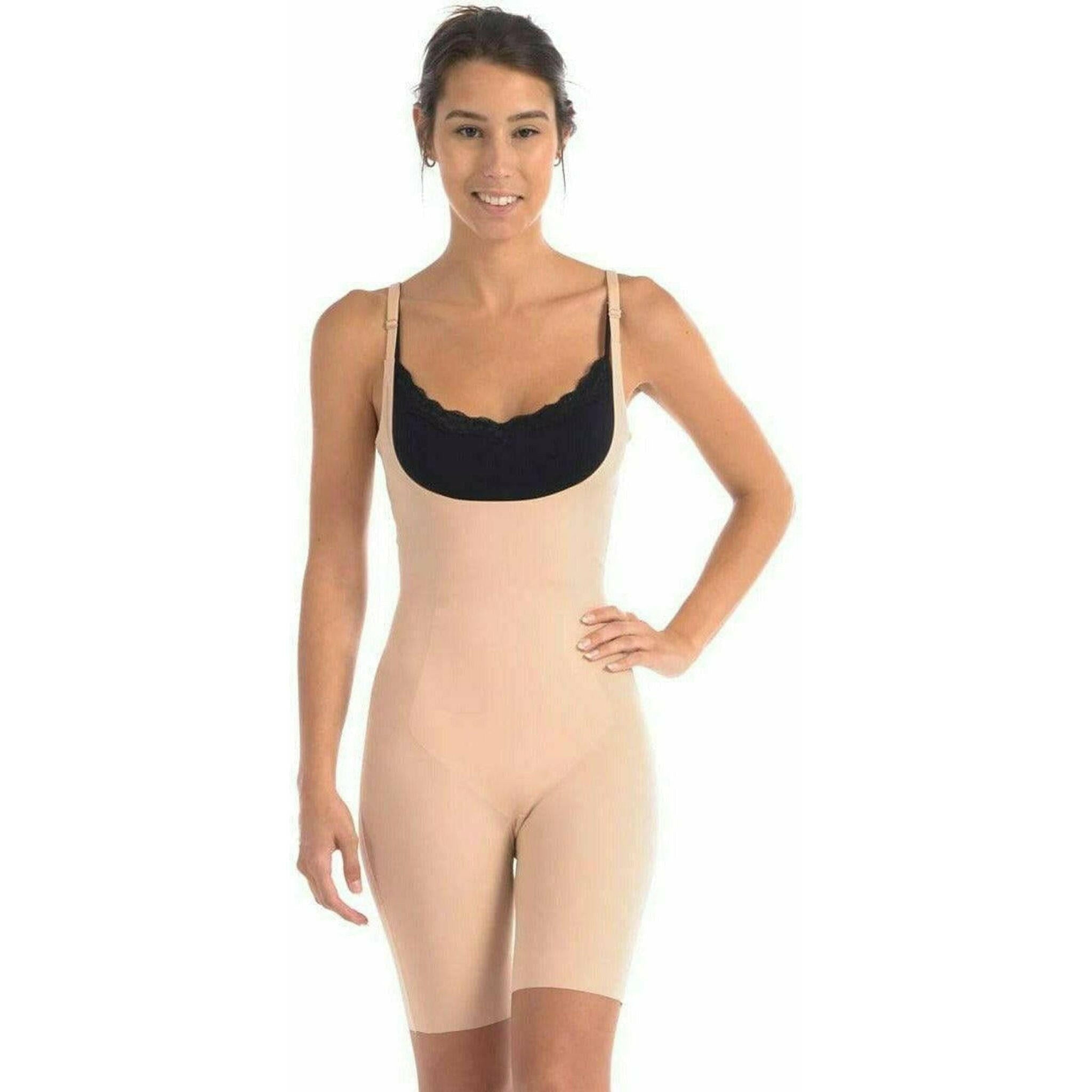 Wear Your Own Bra Bodysuit Shaper with Double Front Panel in Nude.