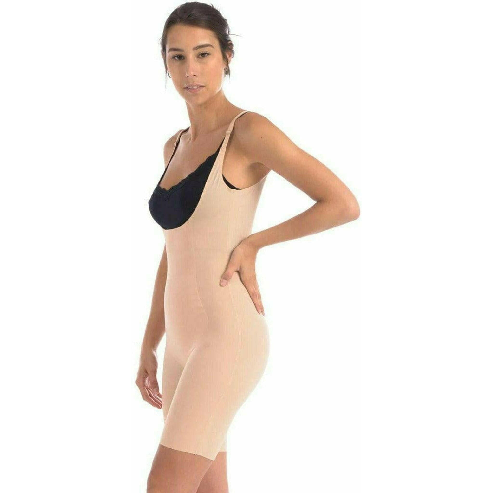 Wear Your Own Bra Bodysuit Shaper with Double Front Panel in Nude.