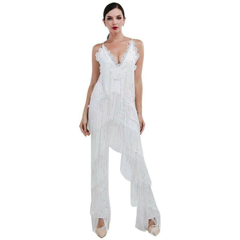 White Tassel Jumpsuit