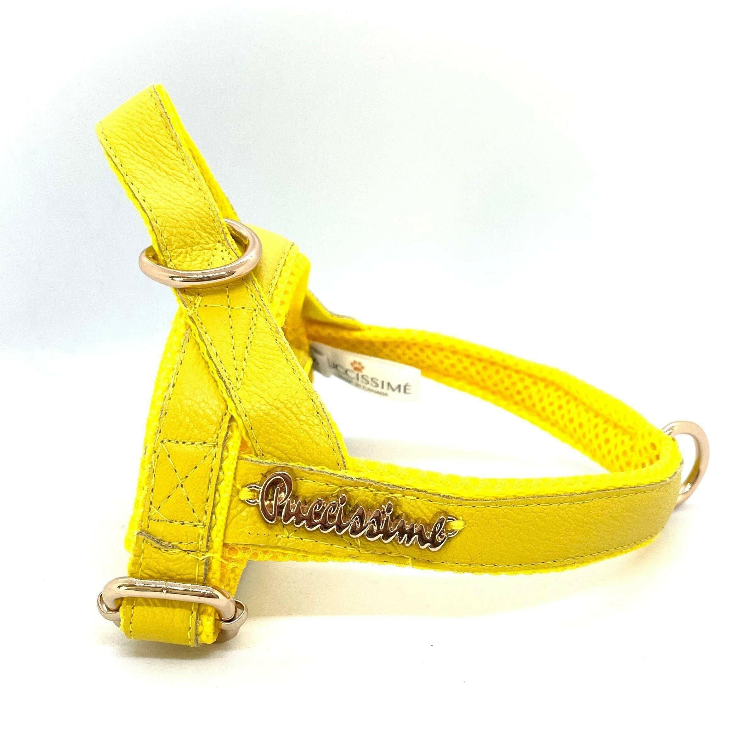 Yellow Genuine Leather One-Click Harness.