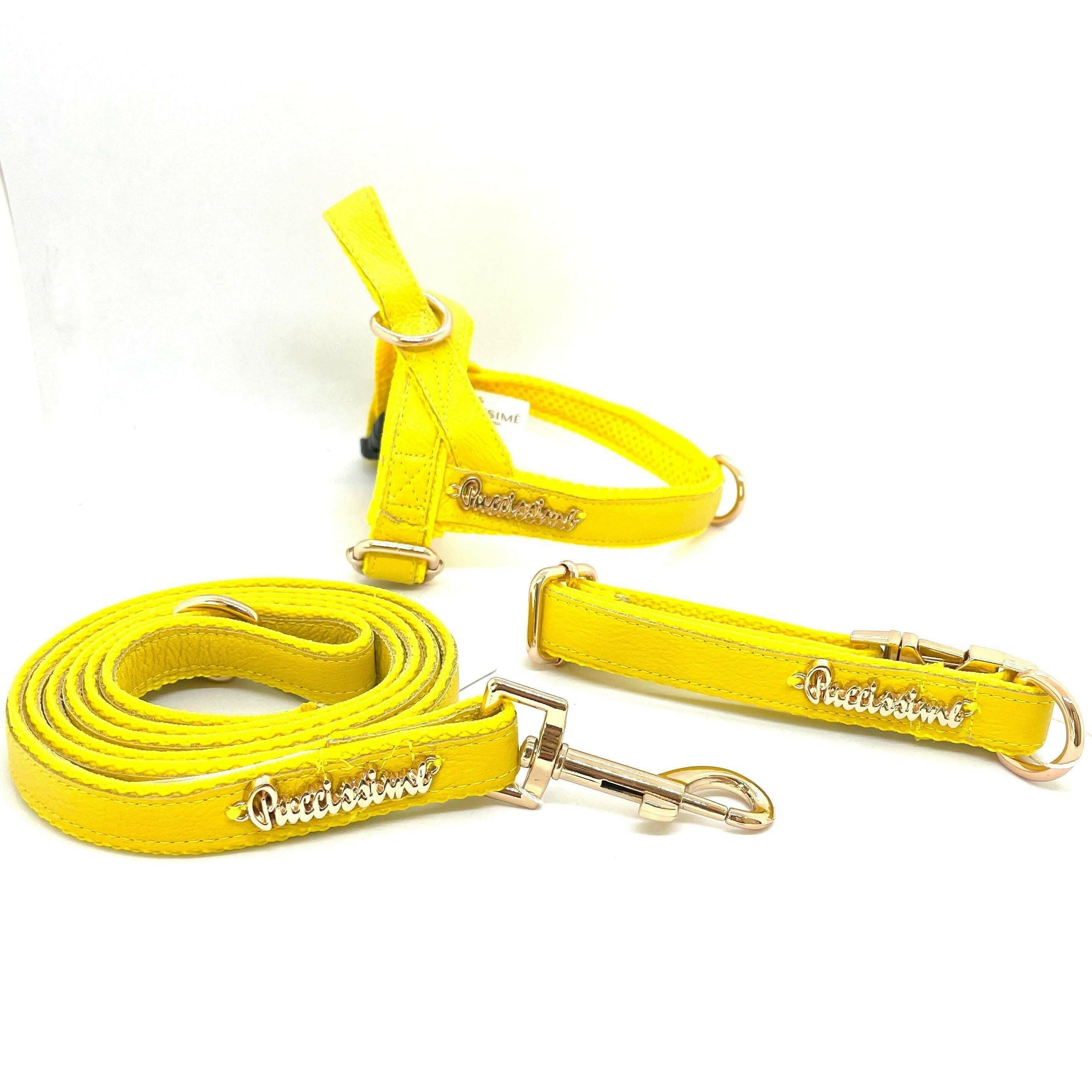 Yellow Genuine Leather One-Click Harness.