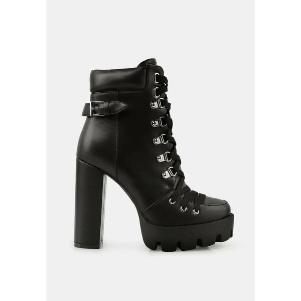 Willow Cushion Collared Lace-Up High Ankle Combat Boots.