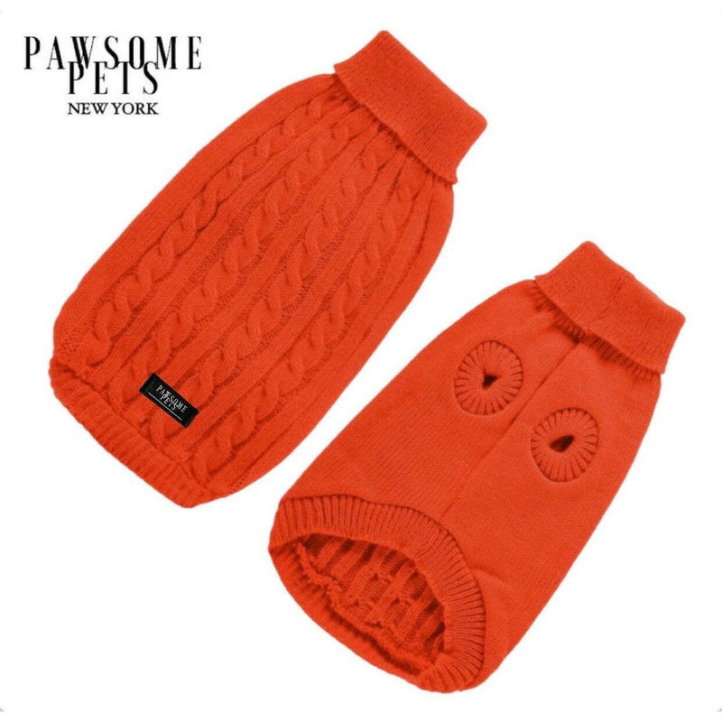 Pet Cable Knit Sweater - Orange.