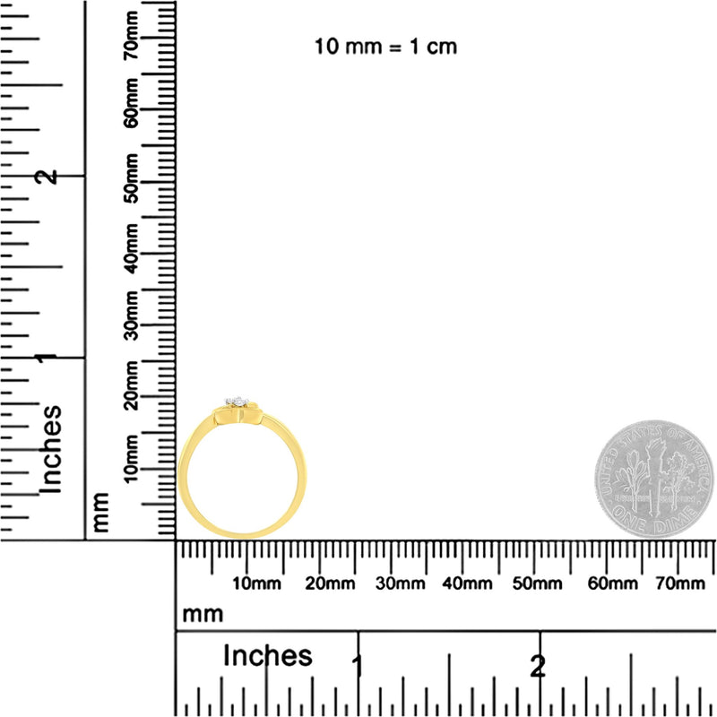 14KT Yellow Gold 1/20 Ctw. Dual Heart Diamond Ring.