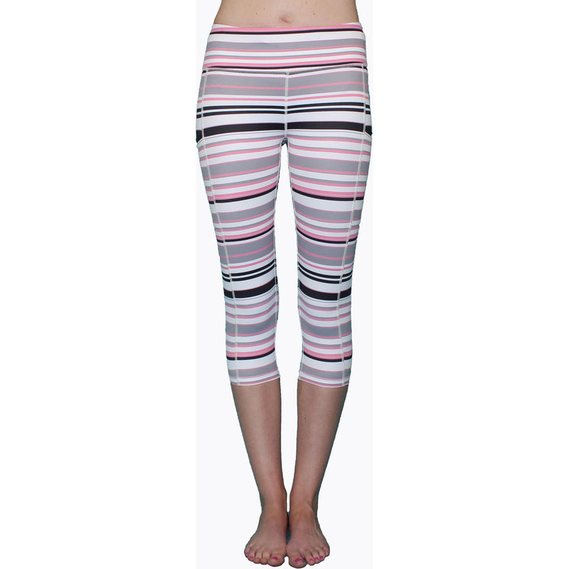 Pink Gray & Black Stripe - Pocket Capri.