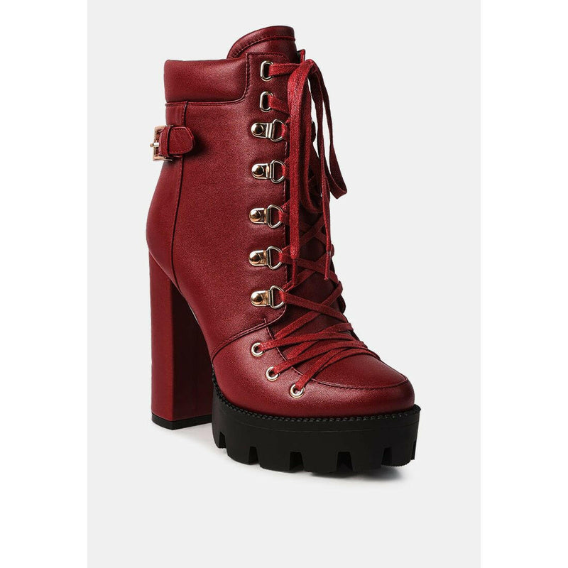 Willow Cushion Collared Lace-Up High Ankle Combat Boots.