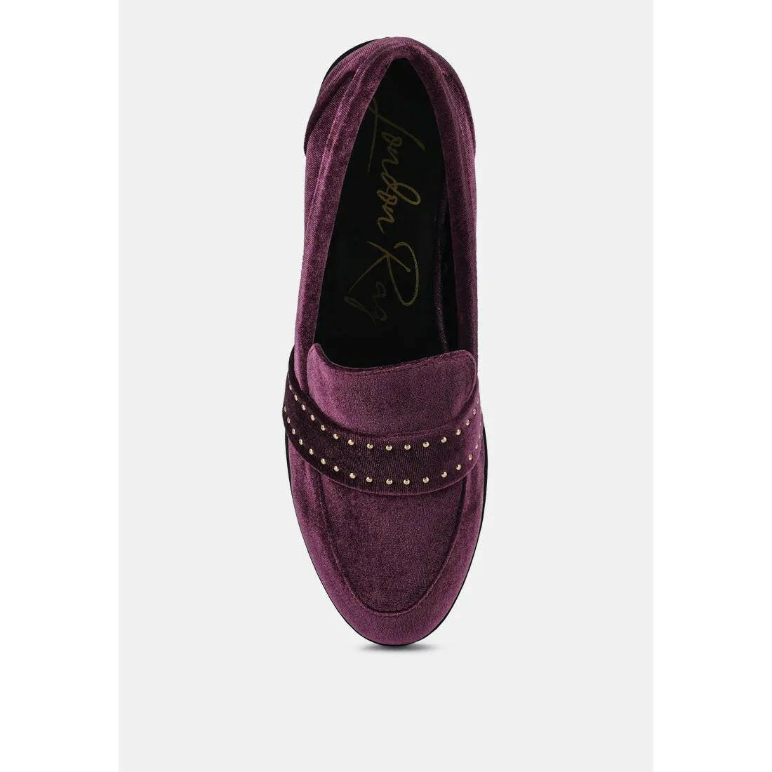 Walkin Stud Detail Velvet Loafers.