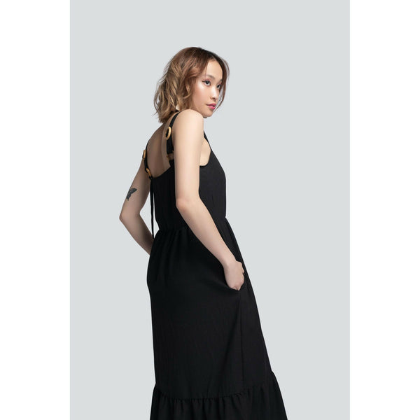 Gabriella Tiered Sundress in Black.