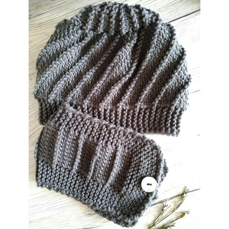 Mocca Knitted Set: Hat and Scarf.