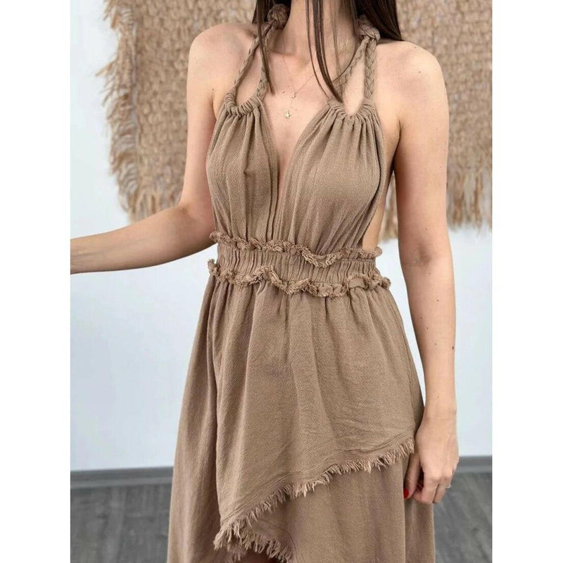 Boho Cotton Asymmetrical Dress.