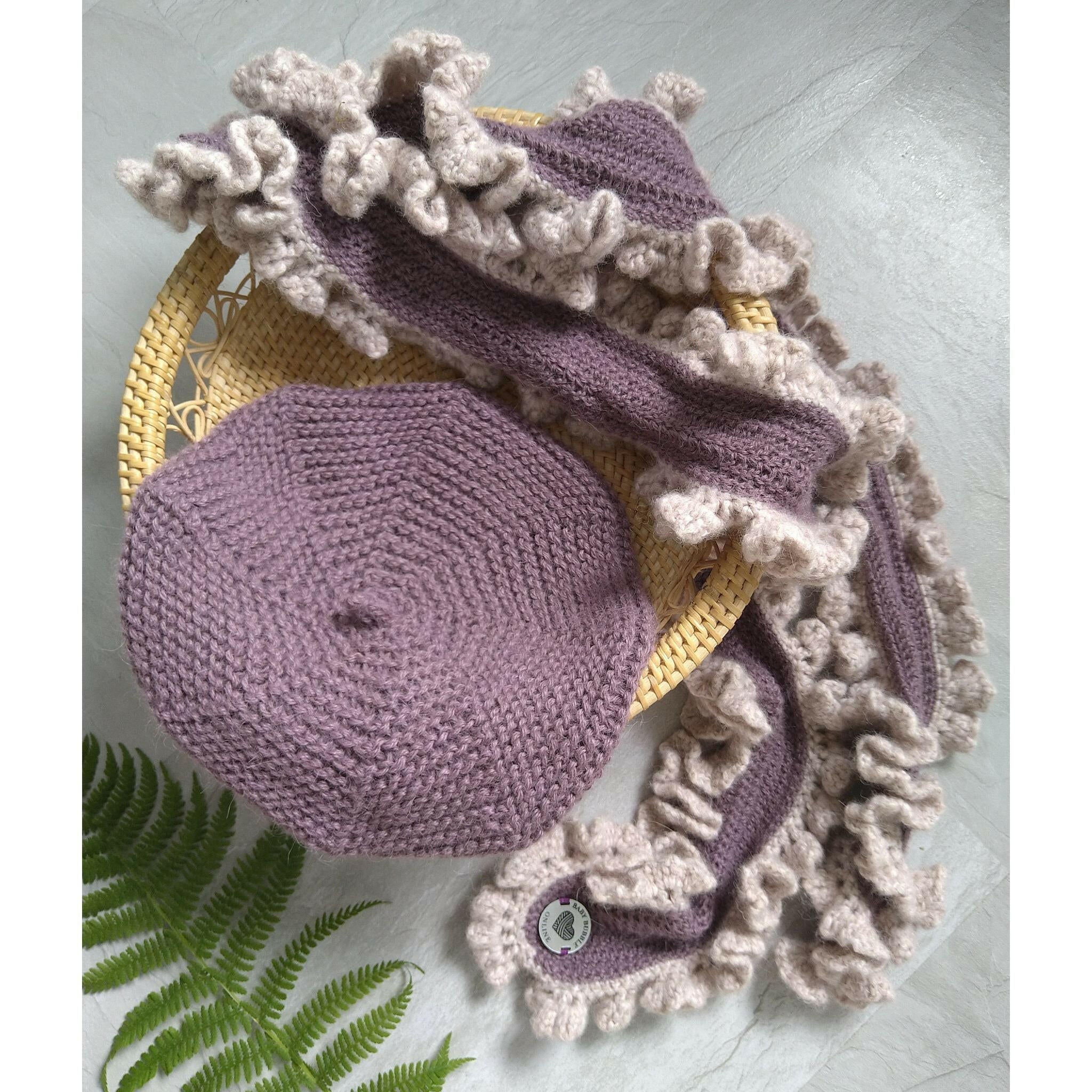 Mauve Alpaca Set (Beret & Scarf).