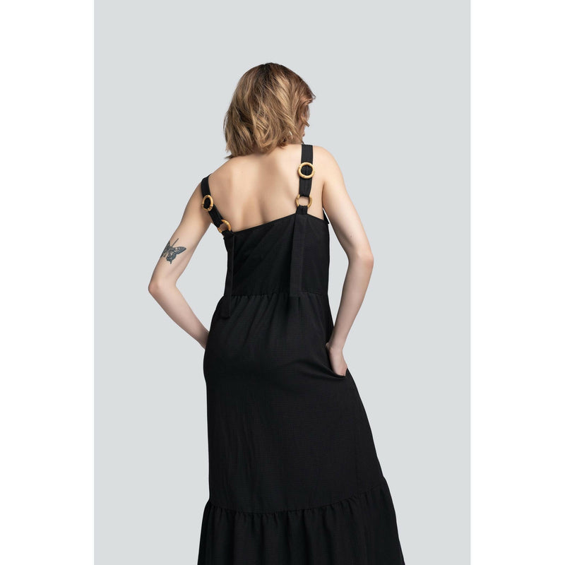 Gabriella Tiered Sundress in Black.