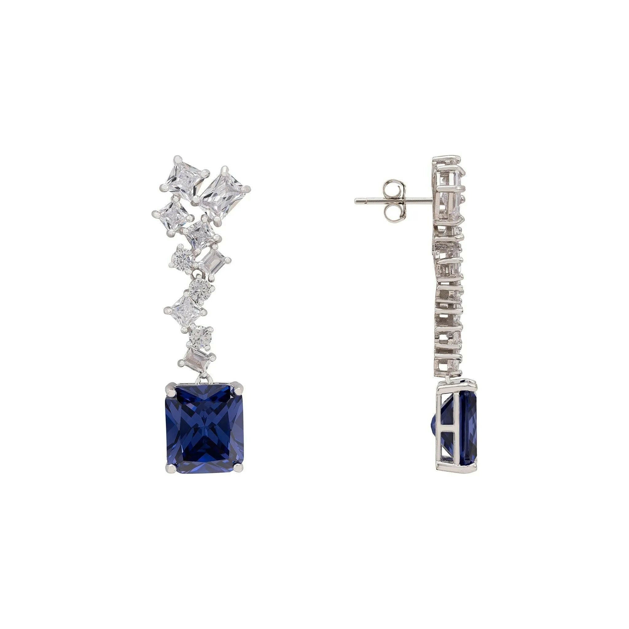 Diana Tanzanite Drop Earrings Silver.