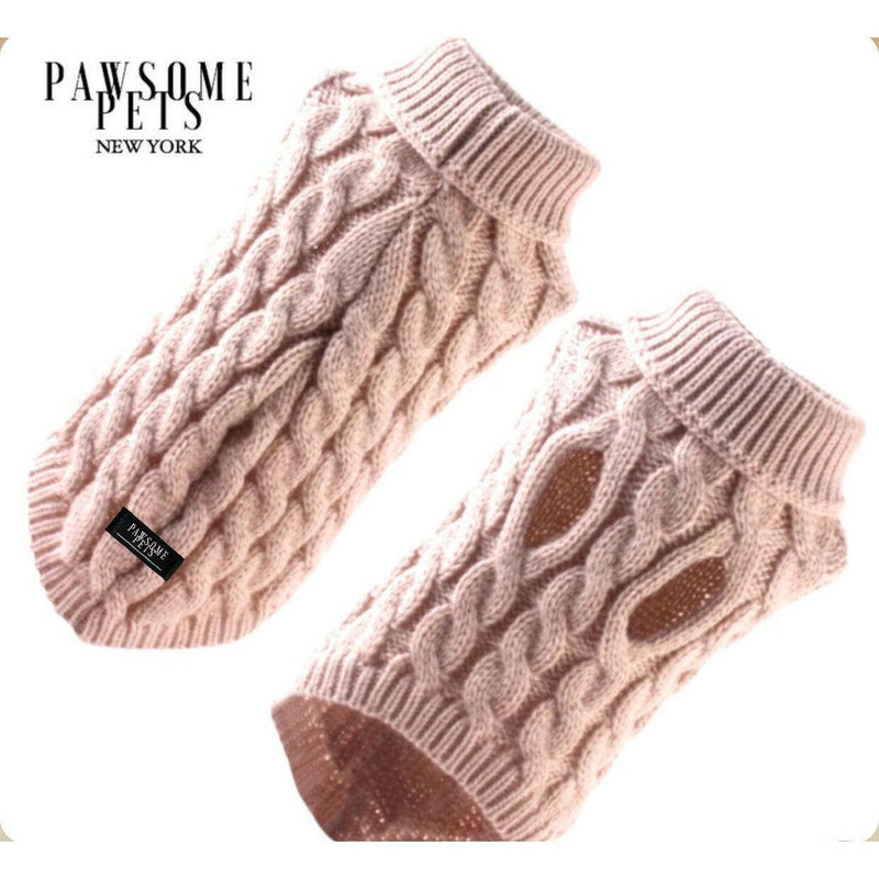 Pet Cable Knit Sweater - Beige.