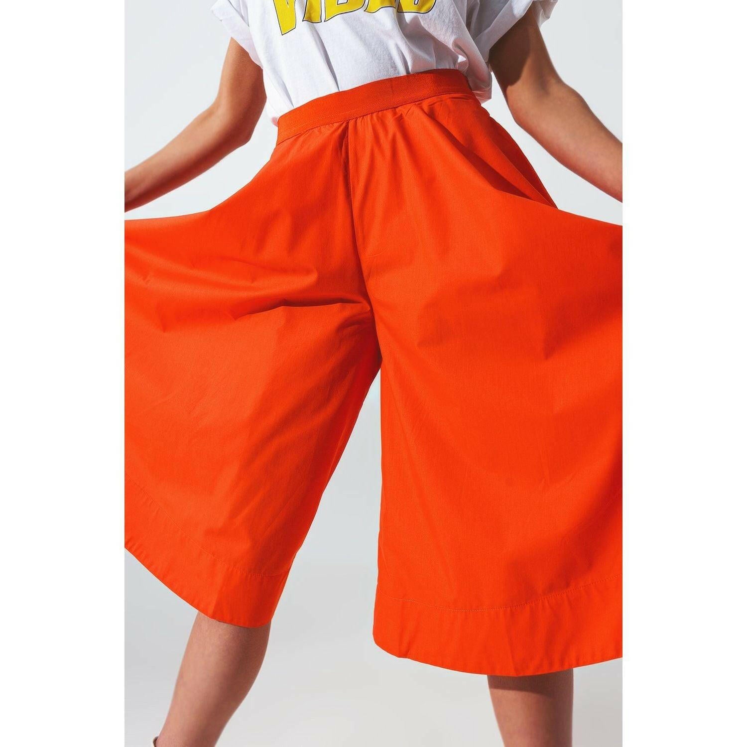 A-Line Skirt with Elastic Waist Band in Orange.