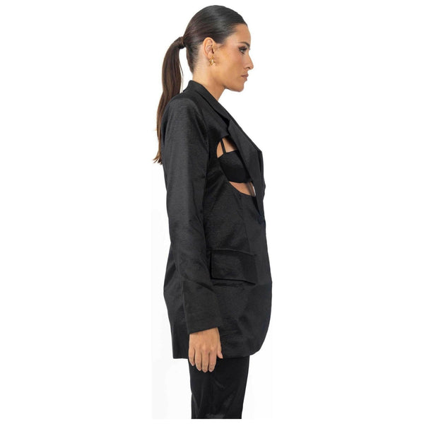 Meghan Cutout Black Women's Blazer.