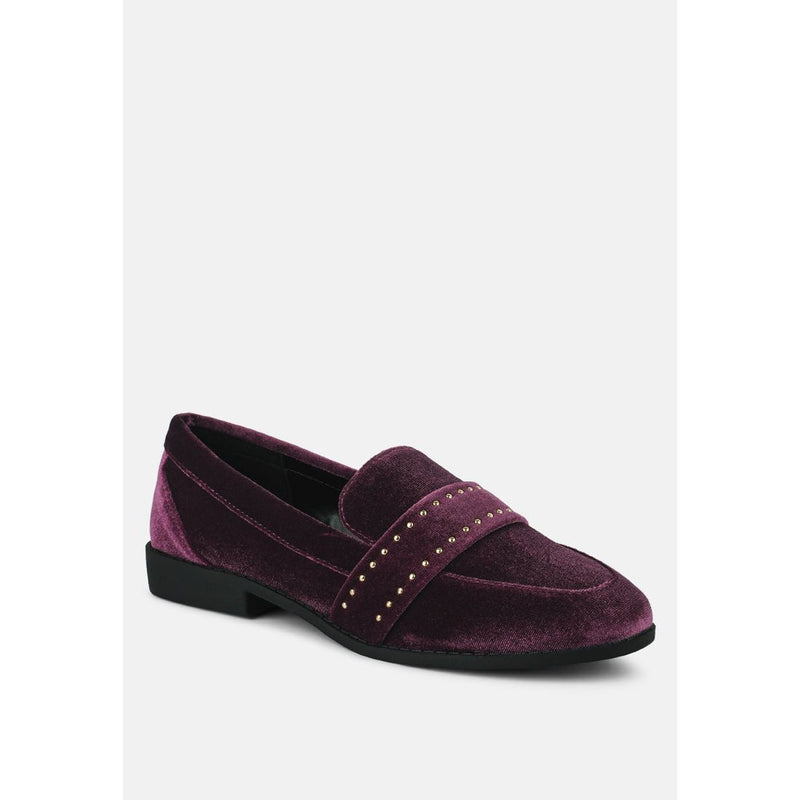 Walkin Stud Detail Velvet Loafers.