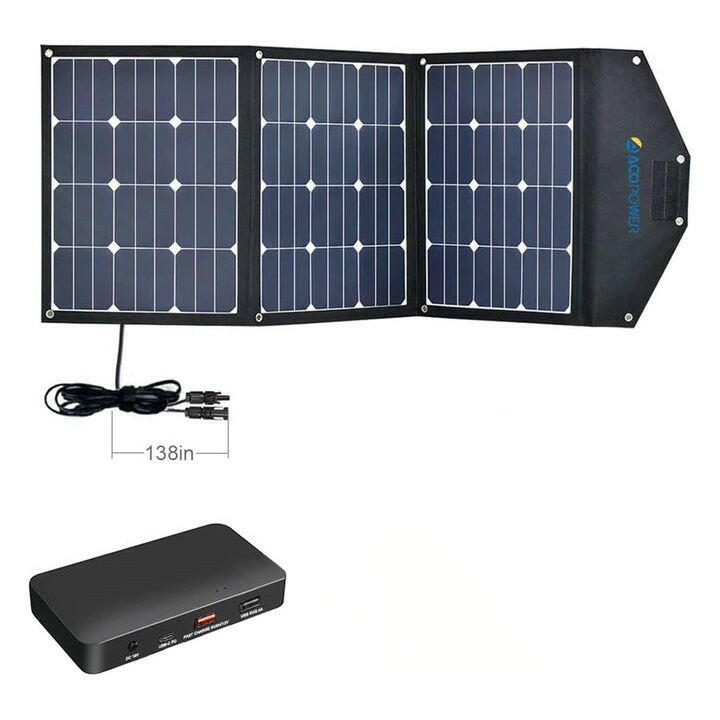 ACOPower 120W Portable Solar Panel Foldable Suitcase.