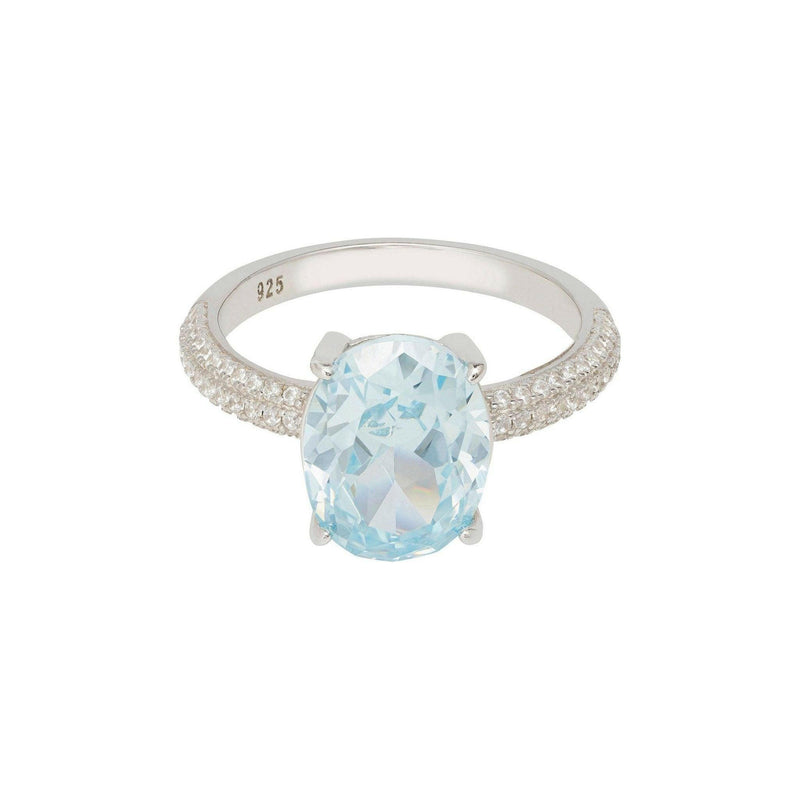 Alexandra Oval Cocktail Ring Blue Topaz Silver |  quirkitrendz.