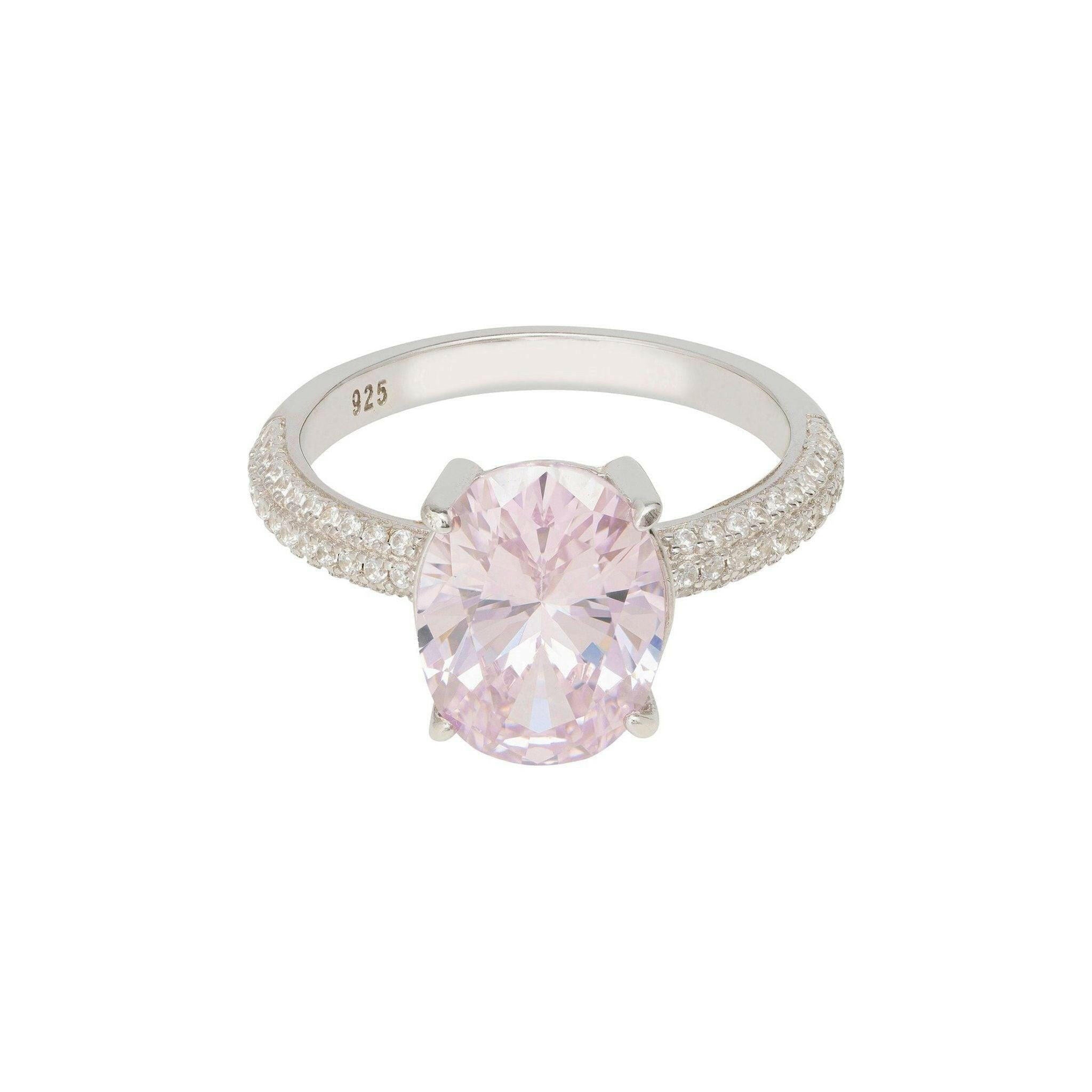 Alexandra Oval Cocktail Ring Morganite Silver.