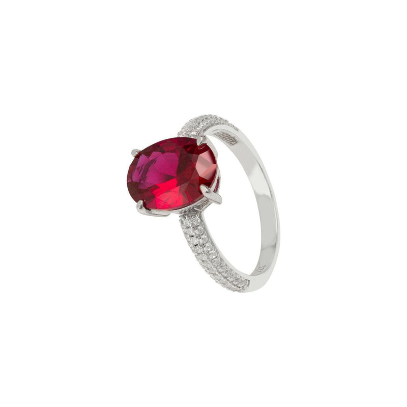 Alexandra Oval Cocktail Ring Ruby Silver |  quirkitrendz.