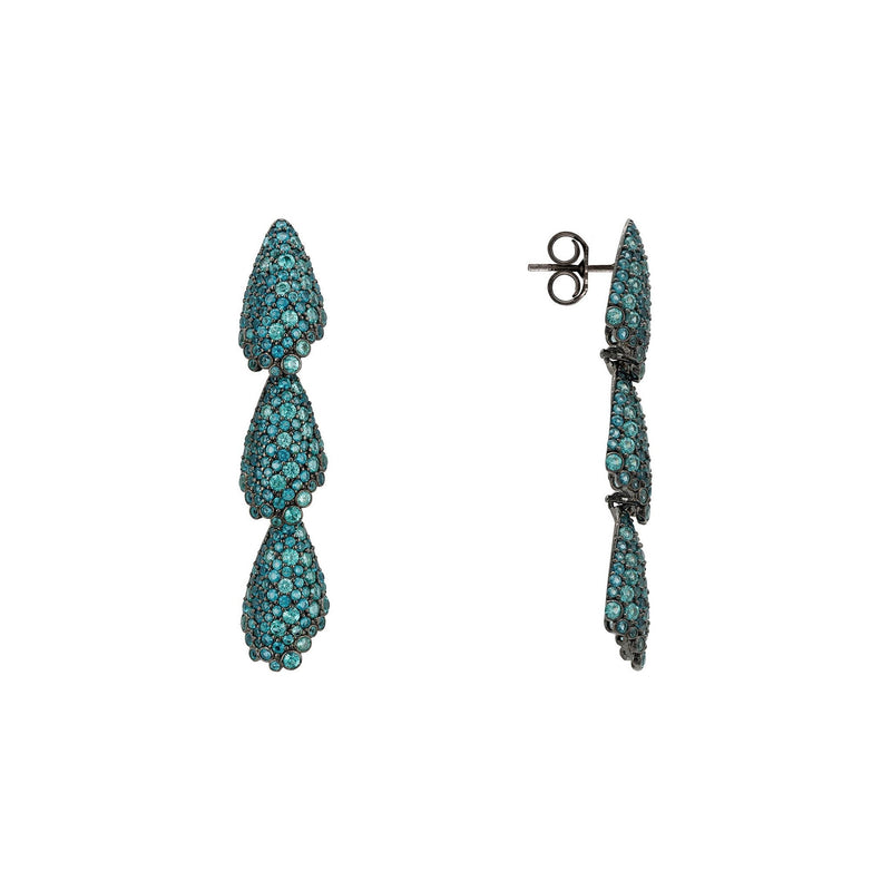 Arabelle Aqua Earrings Silver Oxidised |  quirkitrendz.