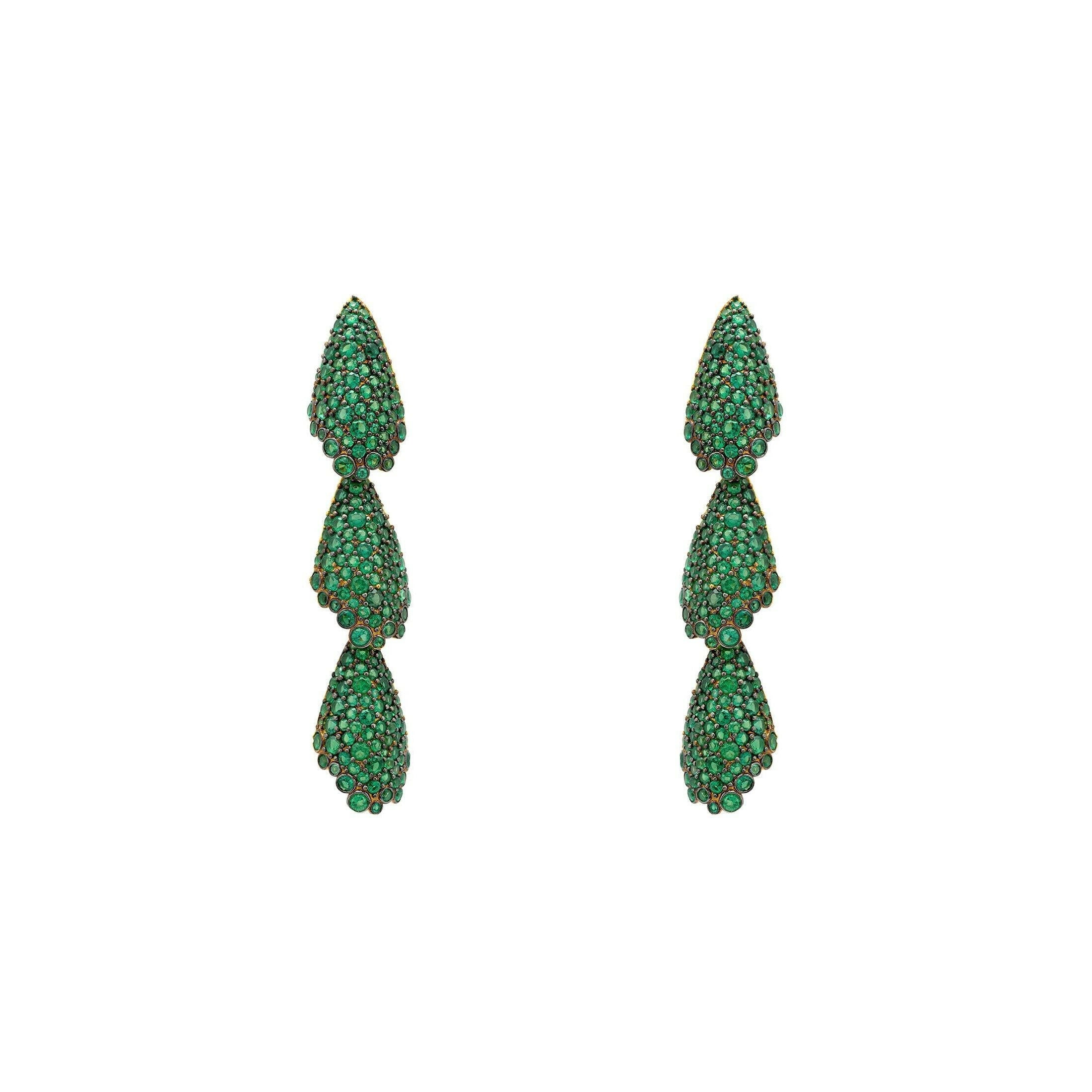 Arabelle Emerald Green Earrings Gold.