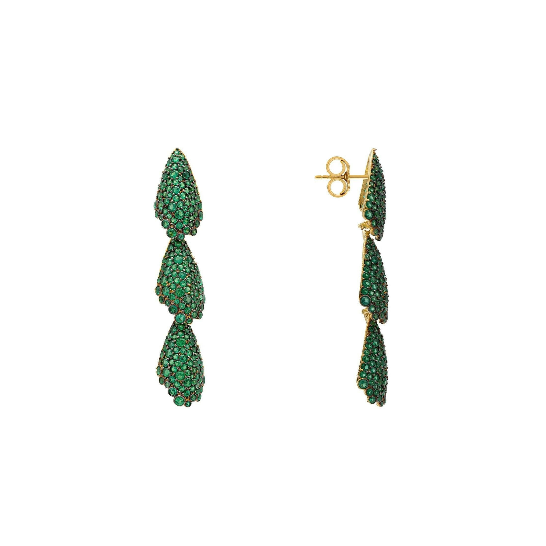 Arabelle Emerald Green Earrings Gold.