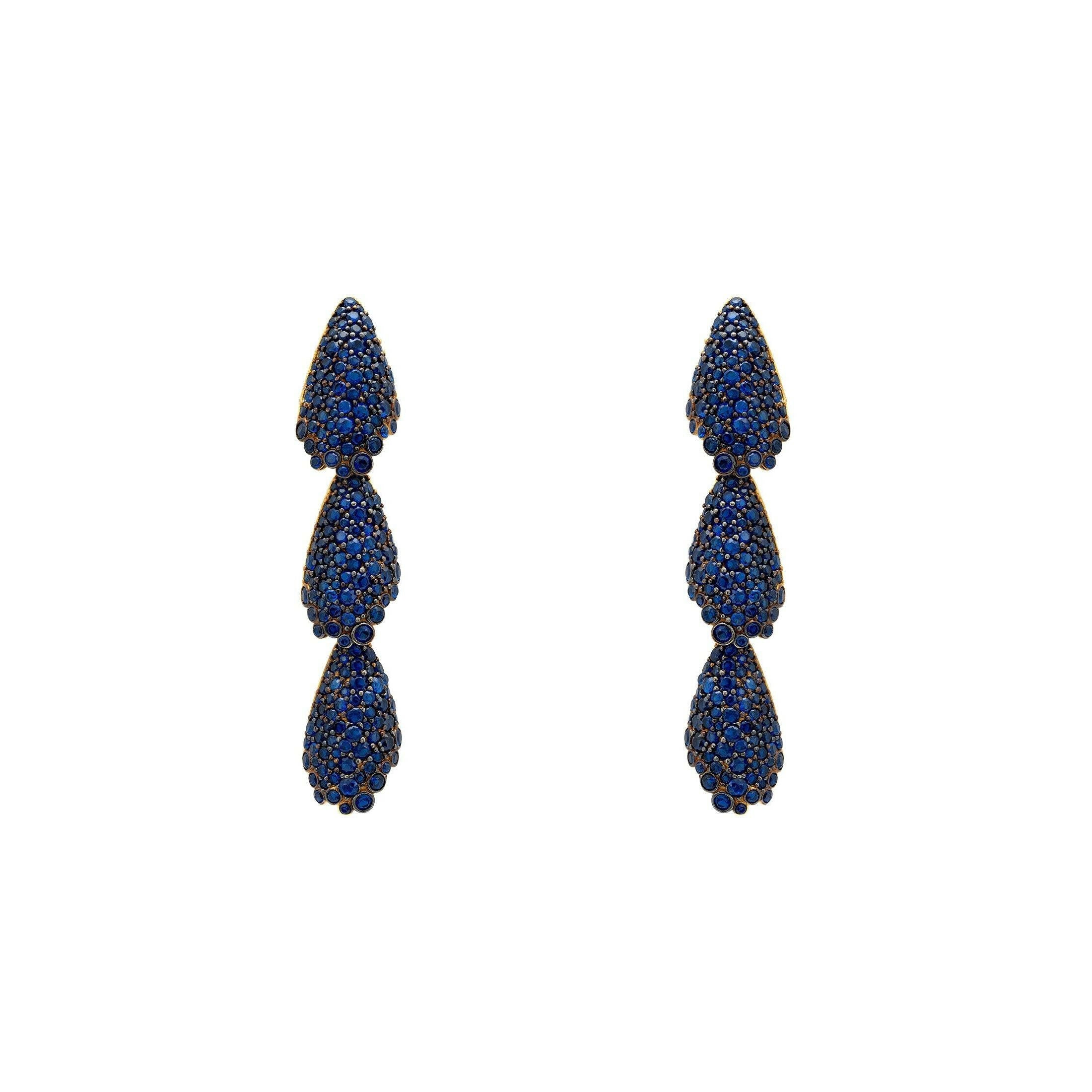 Arabelle Sapphire Blue Earrings Gold.