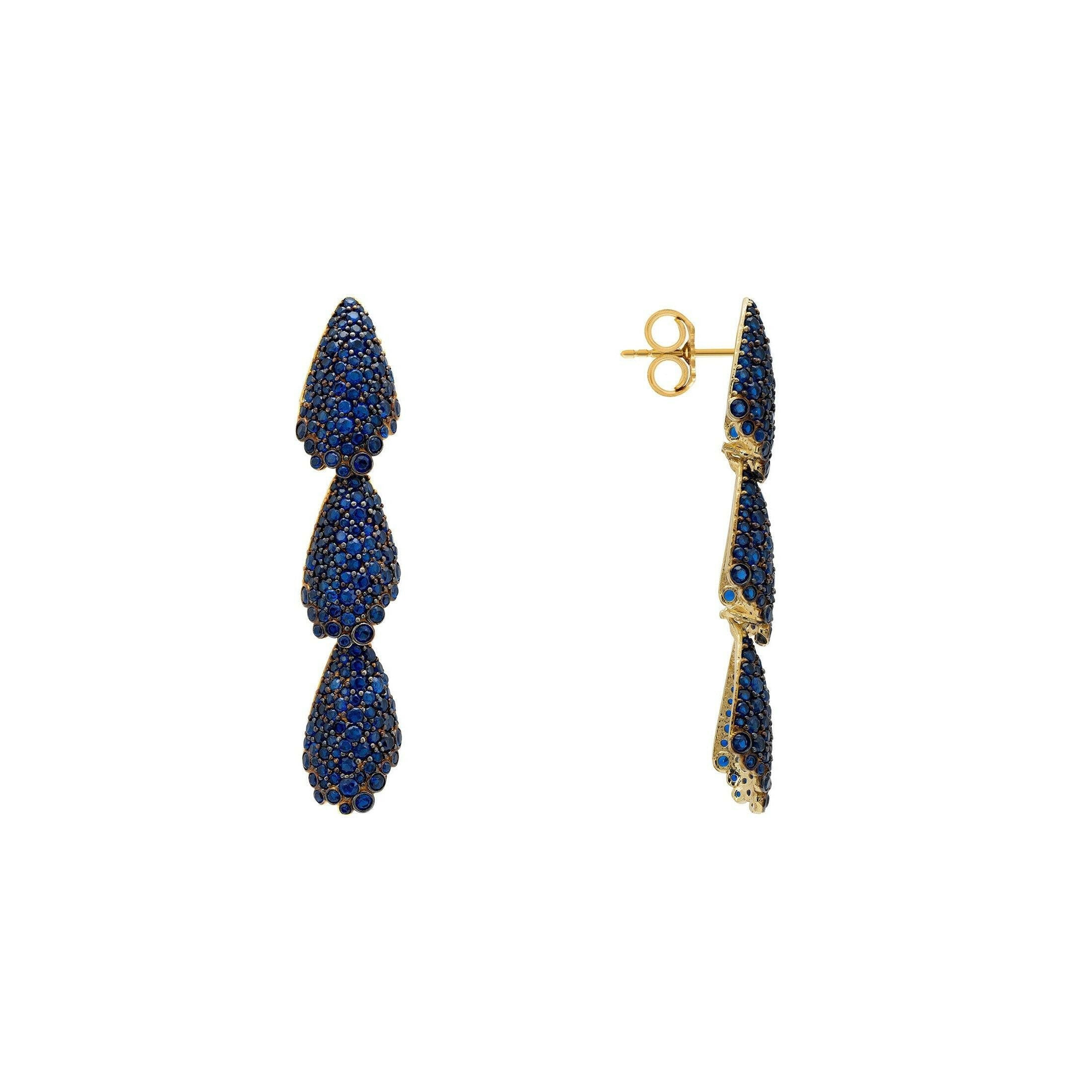 Arabelle Sapphire Blue Earrings Gold.