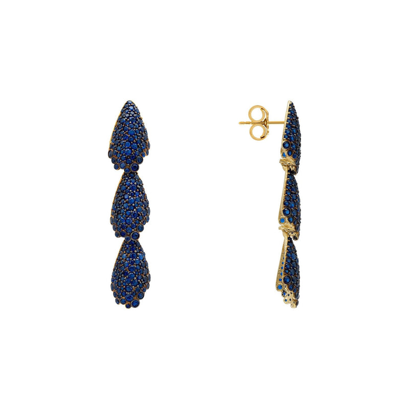 Arabelle Sapphire Blue Earrings Gold |  quirkitrendz.