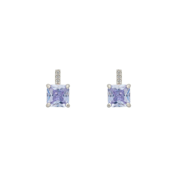 Aria Crystal Stud Earrings Lilac Amethyst Silver |  quirkitrendz.