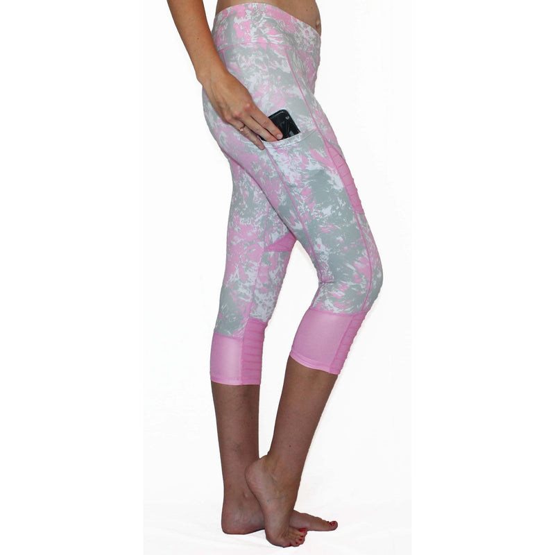 Pink and Gray Marble Moto - Pocket Capri.